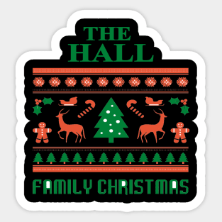 Family Christmas - Groovy Christmas HALL family, Family Christmas T-shirt, Pjama T-shirt Sticker